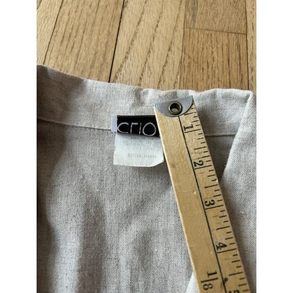VTG CLIO Linen Jacket Lightweight Shoulder Pads Pockets Sz XL - Picture 5 of 8